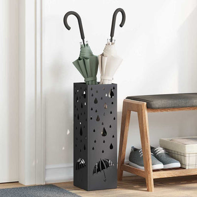Vidaxx porte-parapluie avec rangement noir 15,5 x 15,5 x 49 cm métal
