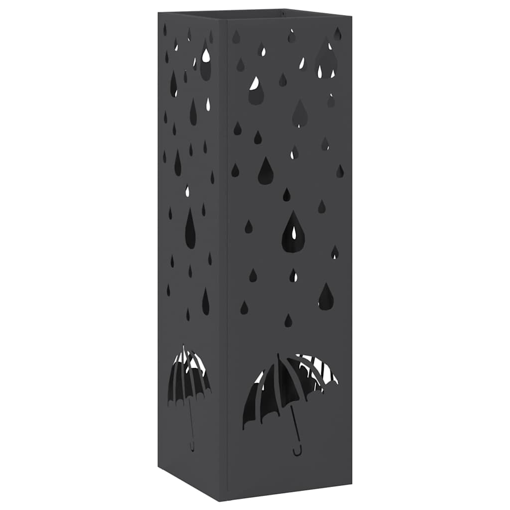 Vidaxx porte-parapluie avec rangement noir 15,5 x 15,5 x 49 cm métal