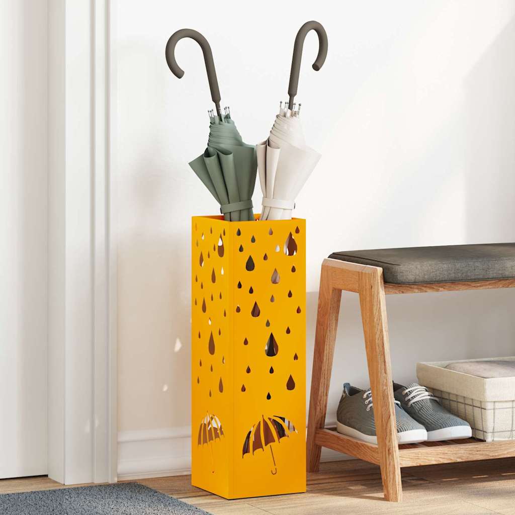Vidaxl parapluie standard jaune moutarde 15,5 x 15,5 x 49 cm métal