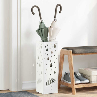 VidaXL porte-parapluie avec rangement blanc 15,5 x 15,5 x 49 cm métal