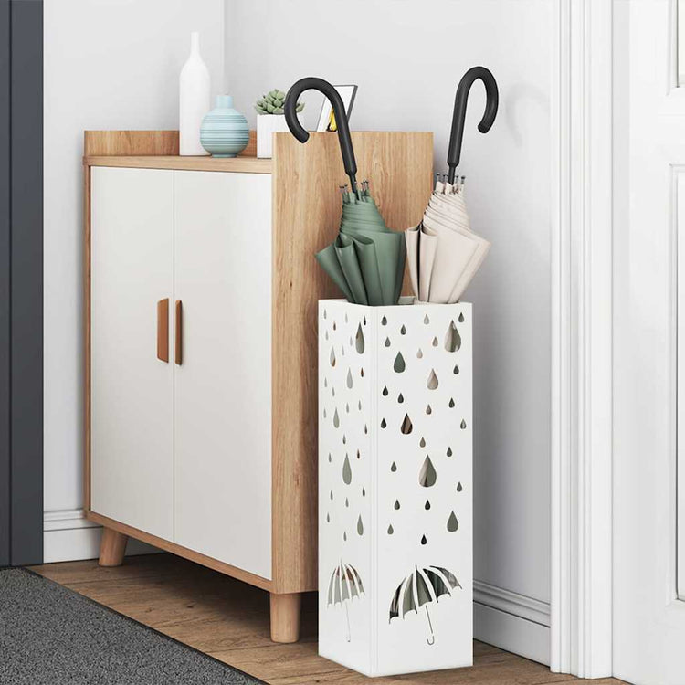 VidaXL porte-parapluie avec rangement blanc 15,5 x 15,5 x 49 cm métal