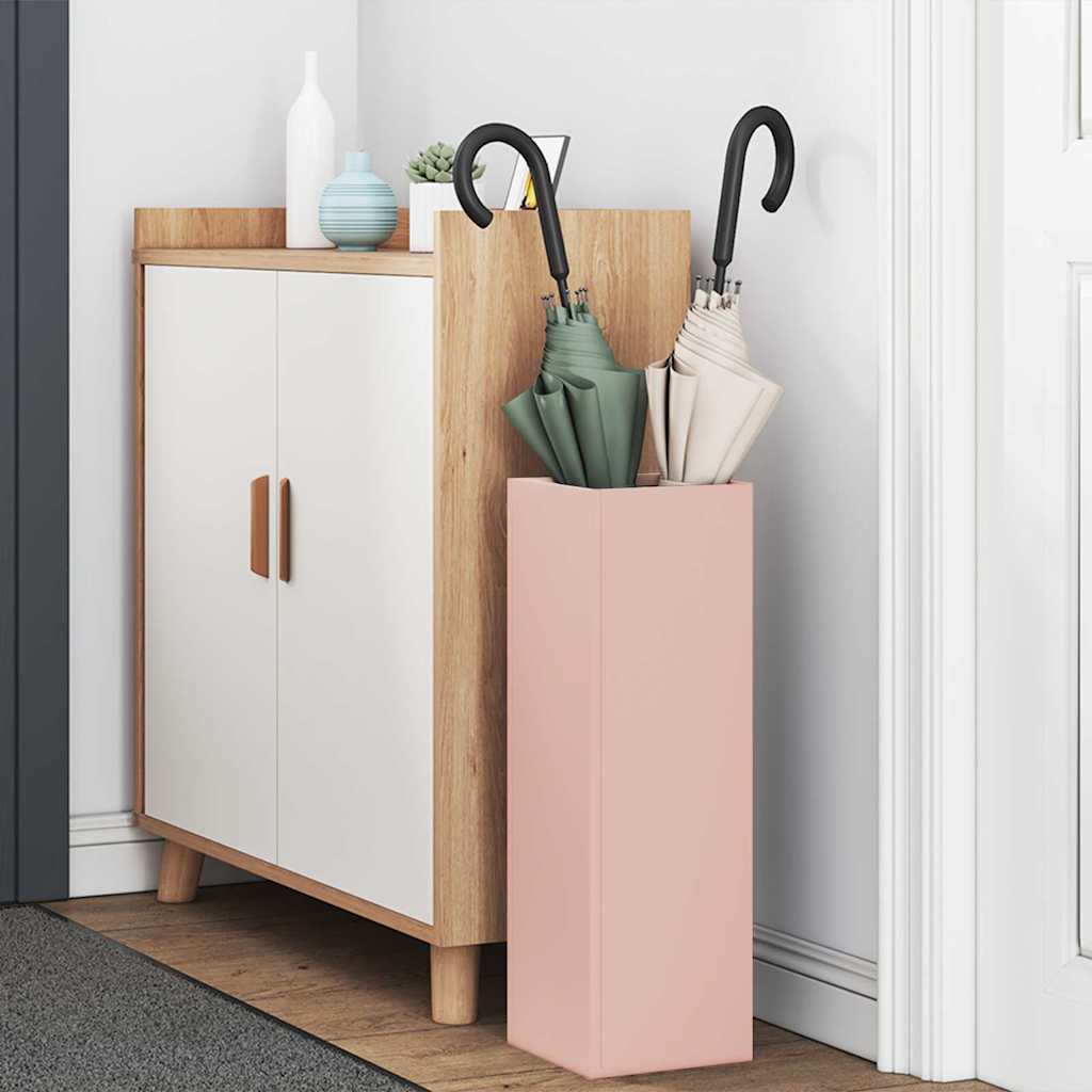 Vidaxl porte-parapluie avec rangement rose 15,5 x 15,5 x 49 cm en métal