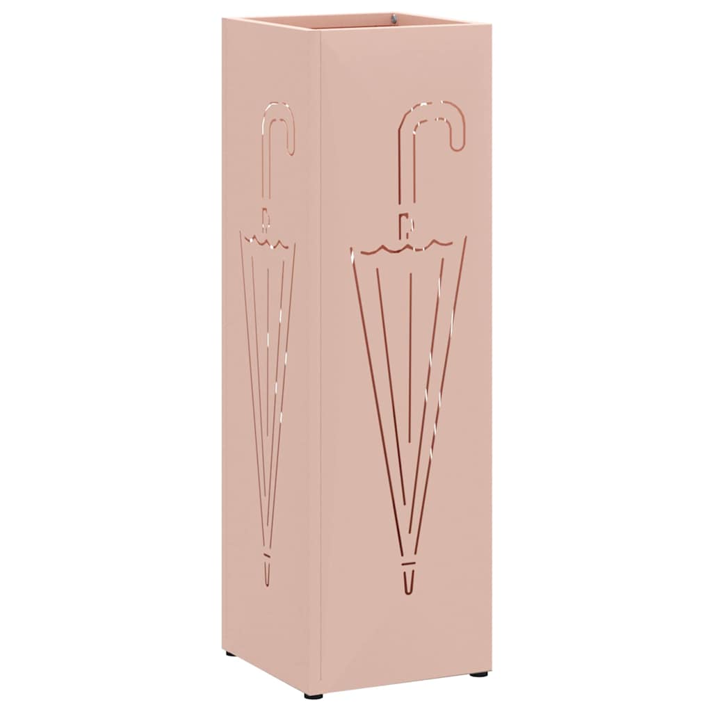 Vidaxl porte-parapluie avec rangement rose 15,5 x 15,5 x 49 cm en métal