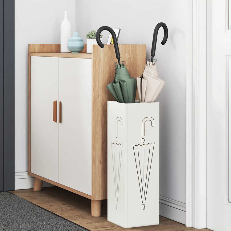 VidaXL porte-parapluie avec rangement blanc 15,5 x 15,5 x 49 cm métal