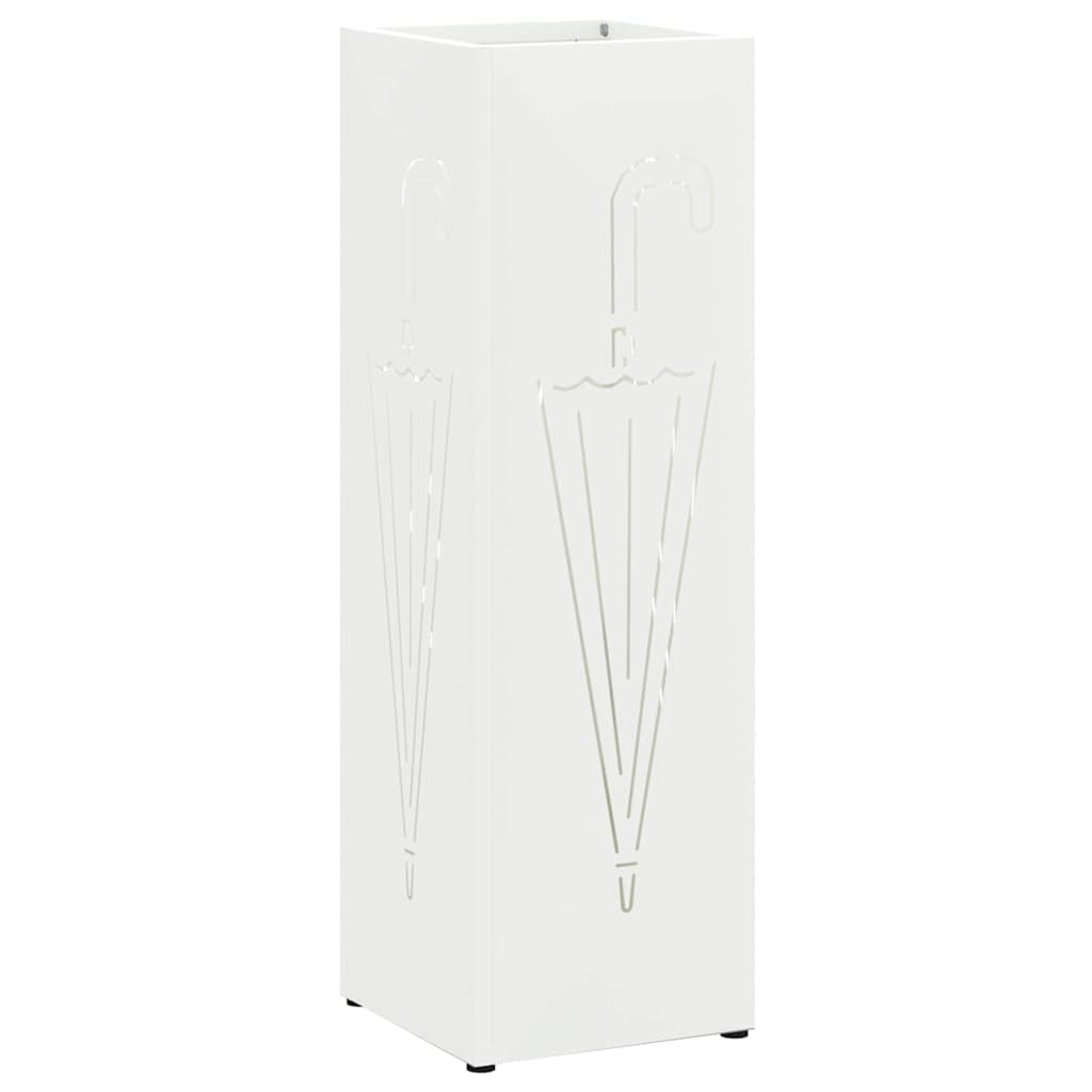 VidaXL porte-parapluie avec rangement blanc 15,5 x 15,5 x 49 cm métal