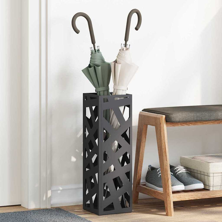 Vidaxx porte-parapluie avec rangement noir 15,5 x 15,5 x 49 cm métal
