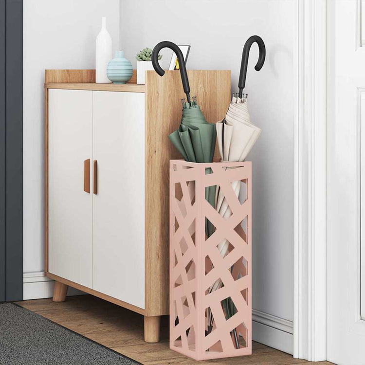Vidaxl porte-parapluie avec rangement rose 15,5 x 15,5 x 49 cm en métal