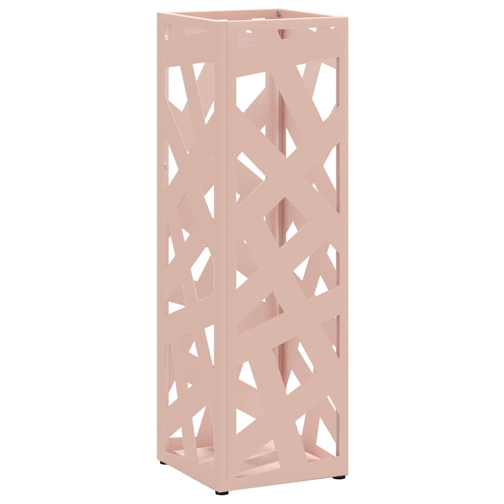 Vidaxl porte-parapluie avec rangement rose 15,5 x 15,5 x 49 cm en métal