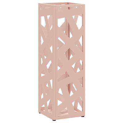 Vidaxl porte-parapluie avec rangement rose 15,5 x 15,5 x 49 cm en métal