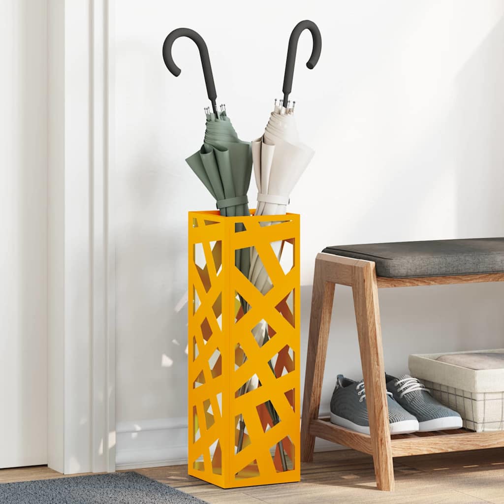 Vidaxl parapluie standard jaune moutarde 15,5 x 15,5 x 49 cm métal