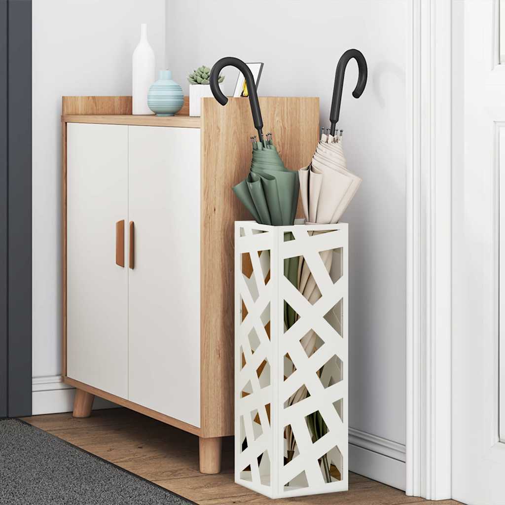 VidaXL porte-parapluie avec rangement blanc 15,5 x 15,5 x 49 cm métal