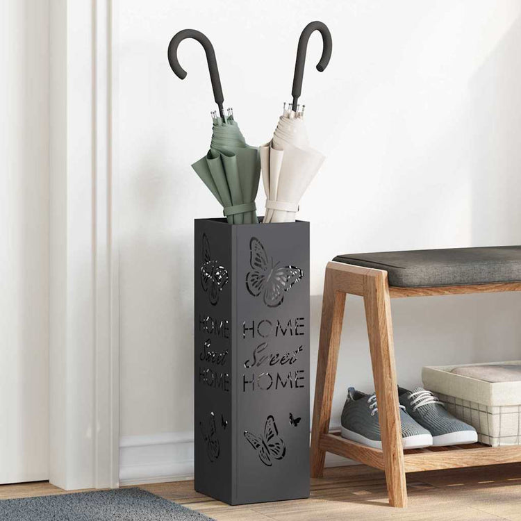 Vidaxx porte-parapluie avec rangement noir 15,5 x 15,5 x 49 cm métal