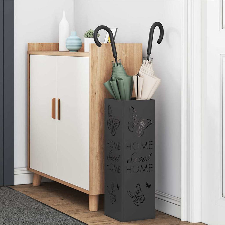 Vidaxx porte-parapluie avec rangement noir 15,5 x 15,5 x 49 cm métal