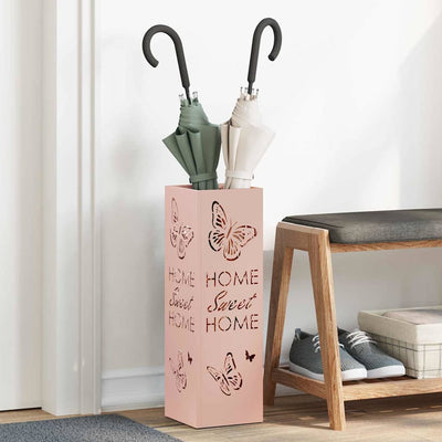 Vidaxl porte-parapluie avec rangement rose 15,5 x 15,5 x 49 cm en métal