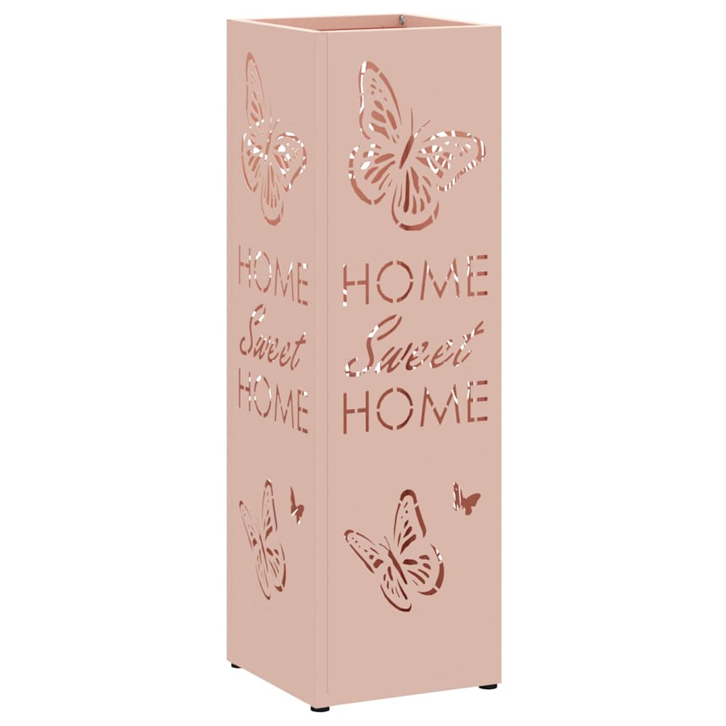 Vidaxl porte-parapluie avec rangement rose 15,5 x 15,5 x 49 cm en métal