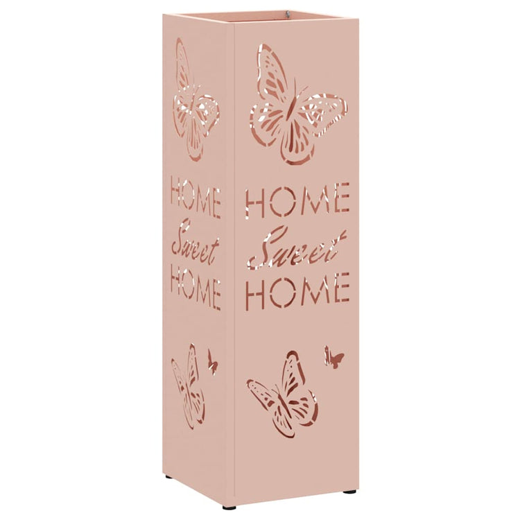 Vidaxl porte-parapluie avec rangement rose 15,5 x 15,5 x 49 cm en métal