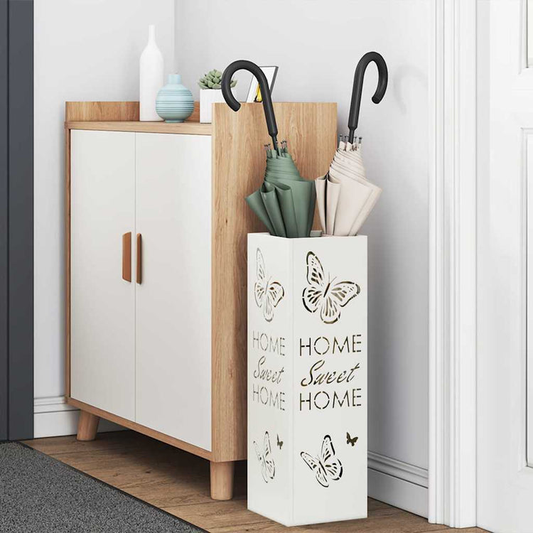 VidaXL porte-parapluie avec rangement blanc 15,5 x 15,5 x 49 cm métal
