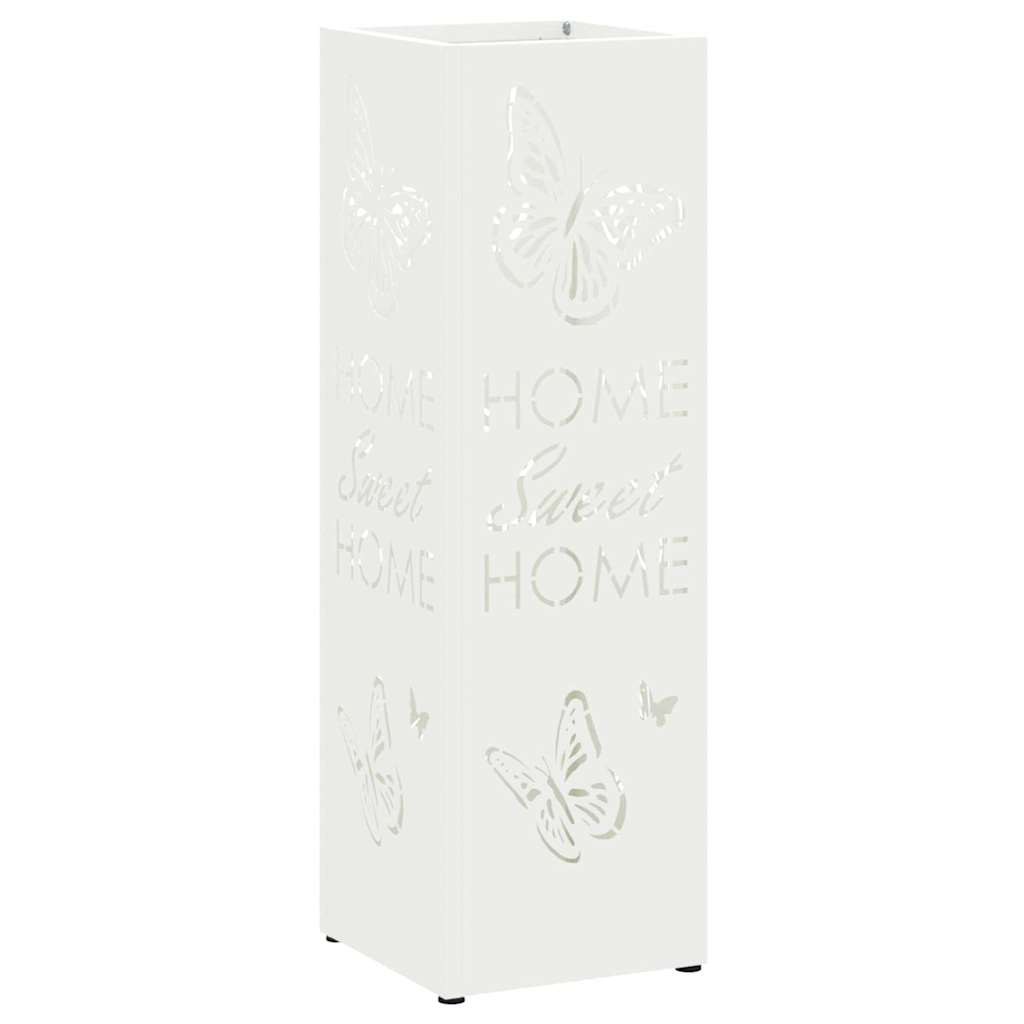 VidaXL porte-parapluie avec rangement blanc 15,5 x 15,5 x 49 cm métal