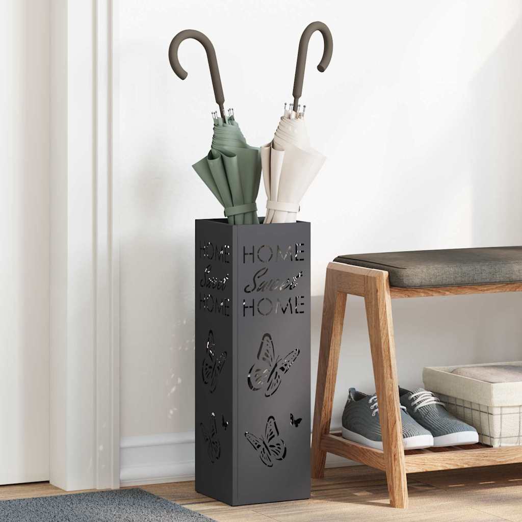 Vidaxx porte-parapluie avec rangement noir 15,5 x 15,5 x 49 cm métal