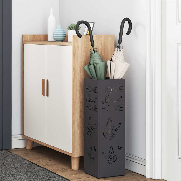 Vidaxx porte-parapluie avec rangement noir 15,5 x 15,5 x 49 cm métal