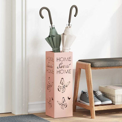 Vidaxl porte-parapluie avec rangement rose 15,5 x 15,5 x 49 cm en métal
