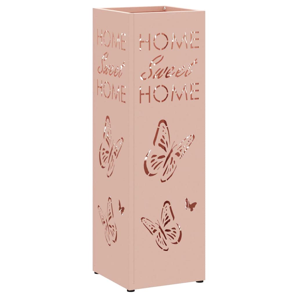 Vidaxl porte-parapluie avec rangement rose 15,5 x 15,5 x 49 cm en métal
