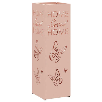 Vidaxl porte-parapluie avec rangement rose 15,5 x 15,5 x 49 cm en métal