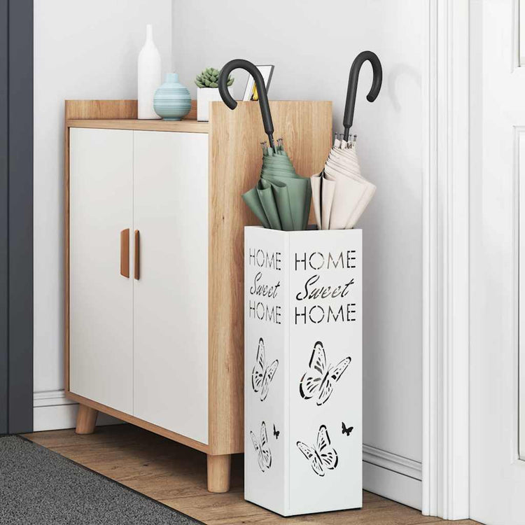 VidaXL porte-parapluie avec rangement blanc 15,5 x 15,5 x 49 cm métal