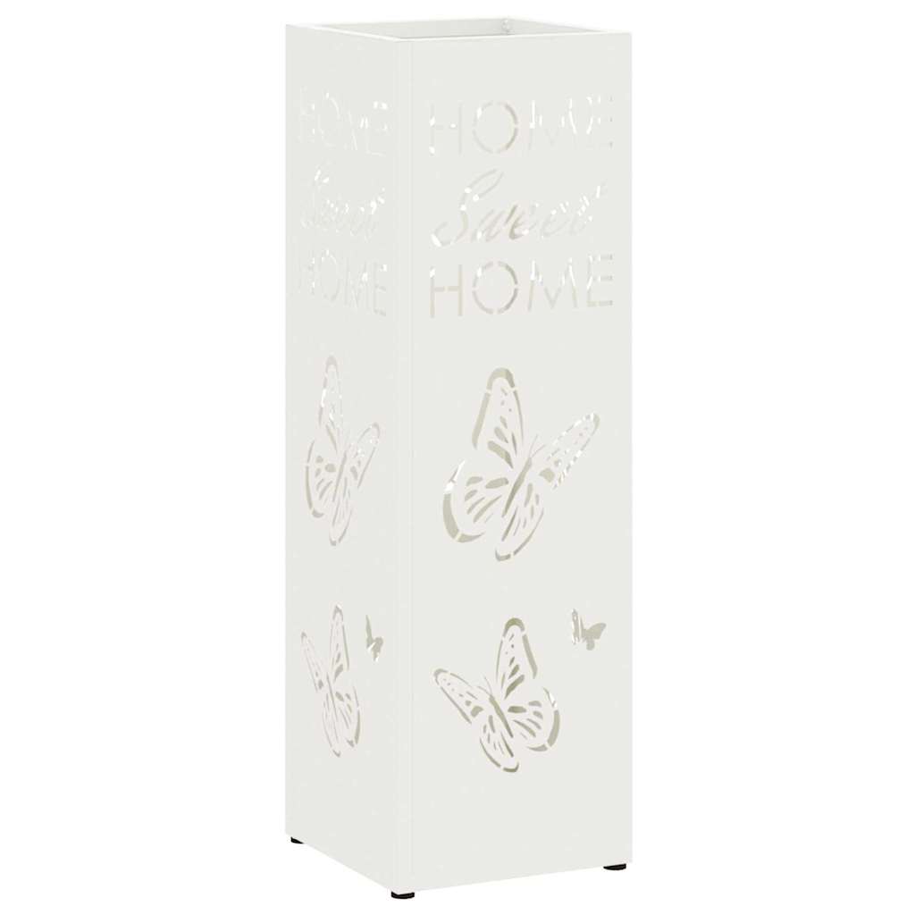 VidaXL porte-parapluie avec rangement blanc 15,5 x 15,5 x 49 cm métal