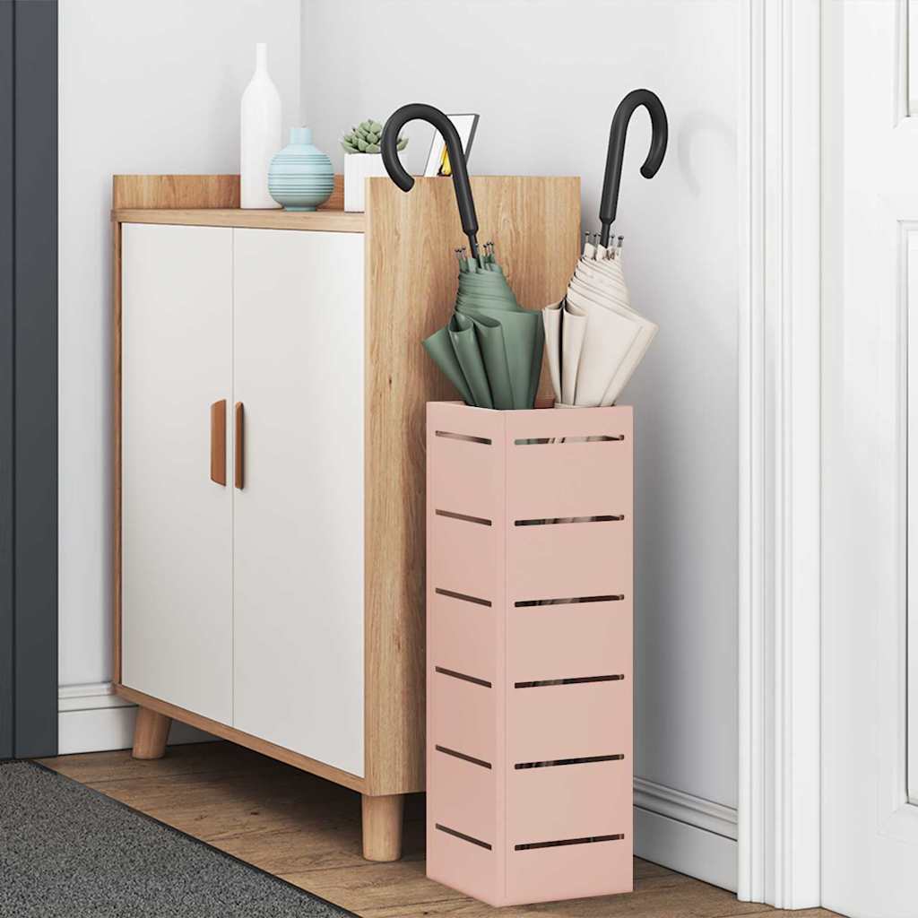 Vidaxl porte-parapluie avec rangement rose 15,5 x 15,5 x 49 cm en métal