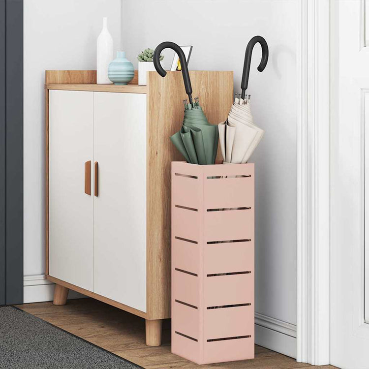 Vidaxl porte-parapluie avec rangement rose 15,5 x 15,5 x 49 cm en métal