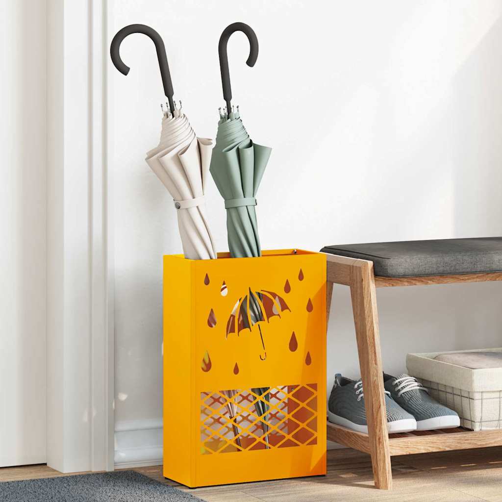 Vidaxl parapluie standard jaune moutarde 28 x 12 x 41 cm acier