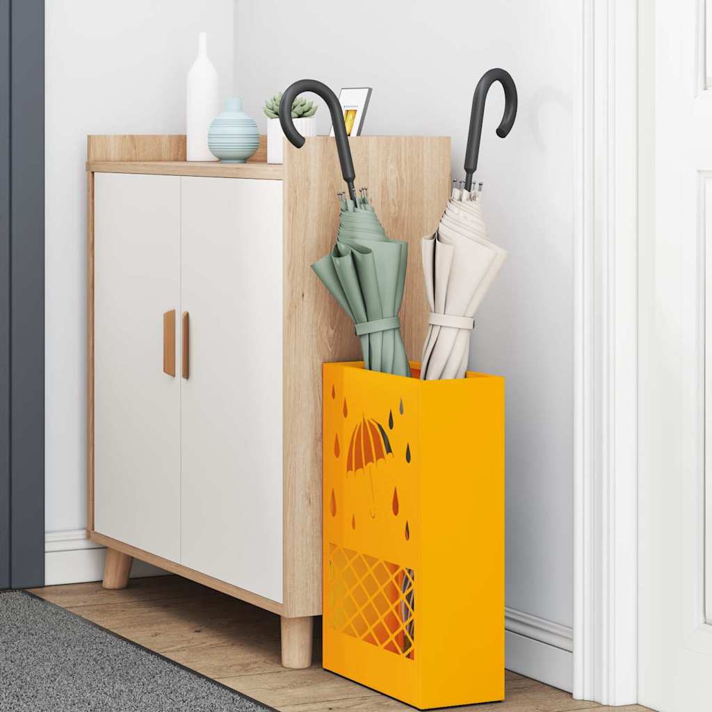 Vidaxl parapluie standard jaune moutarde 28 x 12 x 41 cm acier