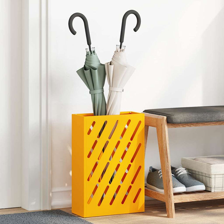 Vidaxl parapluie standard jaune moutarde 28 x 12 x 41 cm acier