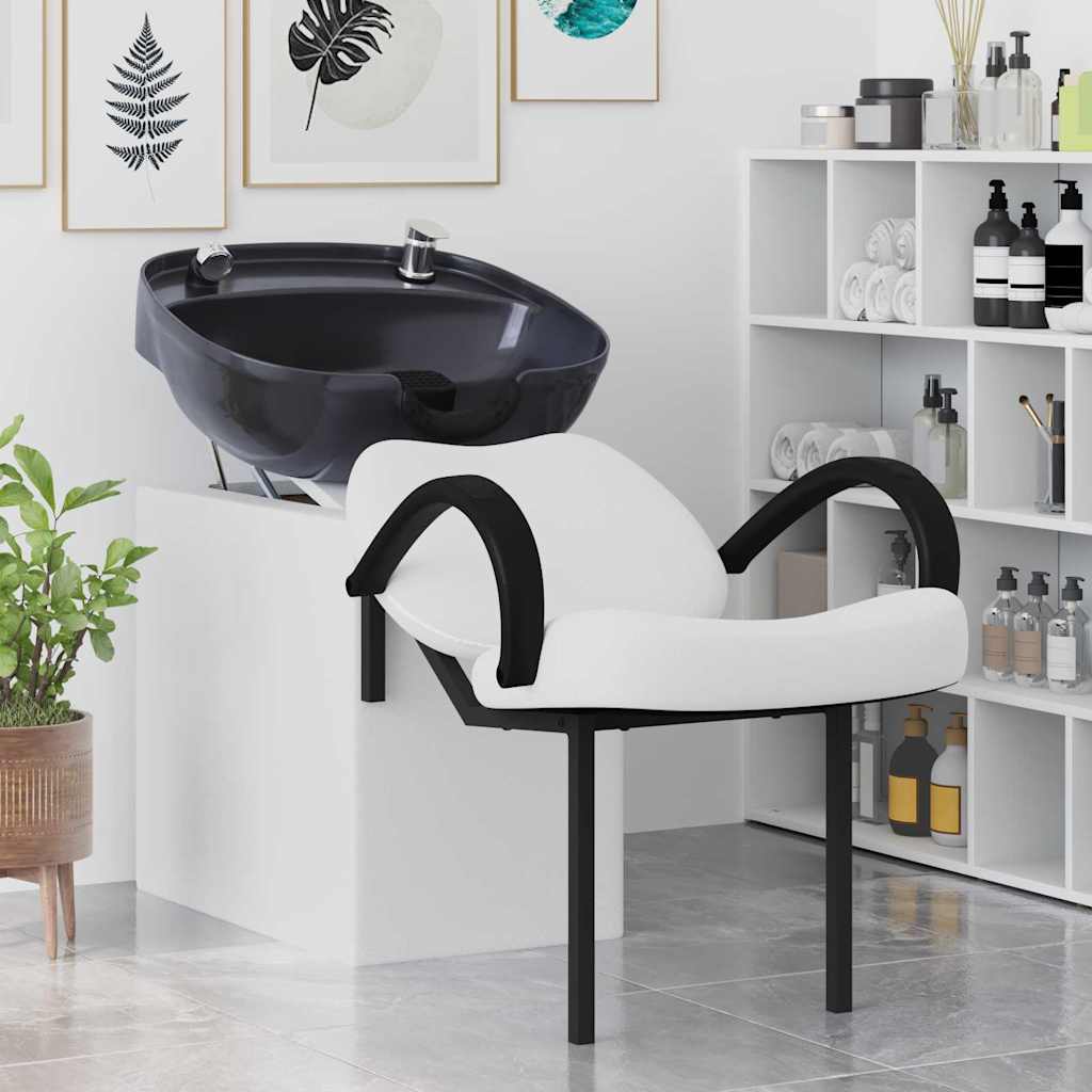 Vidaxx chaise à shampoing blanc et noir 63 x 141 x 92 cm PVC