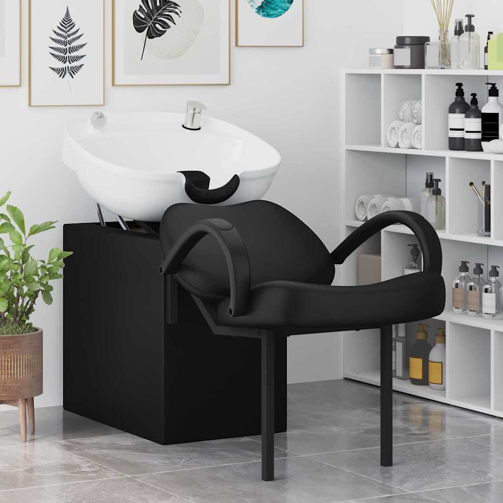 VidaXL chaise de shampoing noir et blanc 63 x 141 x 92 cm PVC