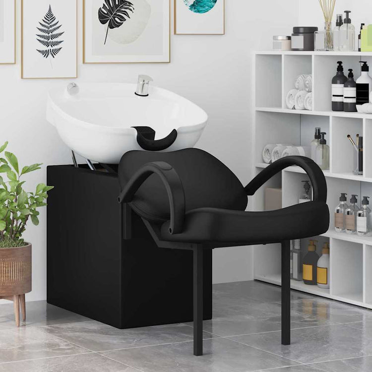 VidaXL chaise de shampoing noir et blanc 63 x 141 x 92 cm PVC