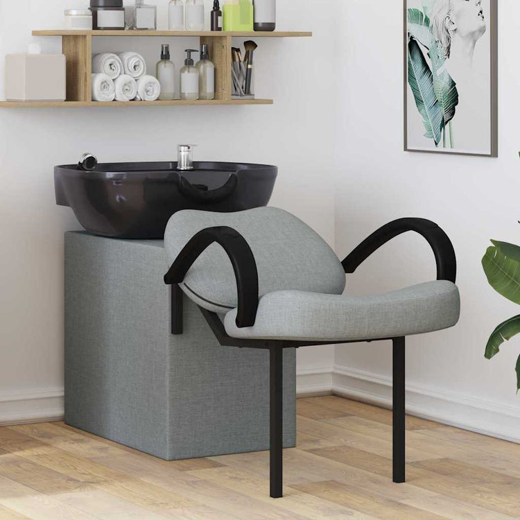 Vidaxl chaise à shampoing gris clair et noir 63 x 141 x 92 cm tissu