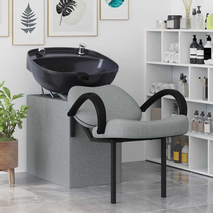 Vidaxl chaise à shampoing gris clair et noir 63 x 141 x 92 cm tissu
