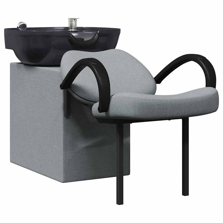 Vidaxl chaise à shampoing gris clair et noir 63 x 141 x 92 cm tissu