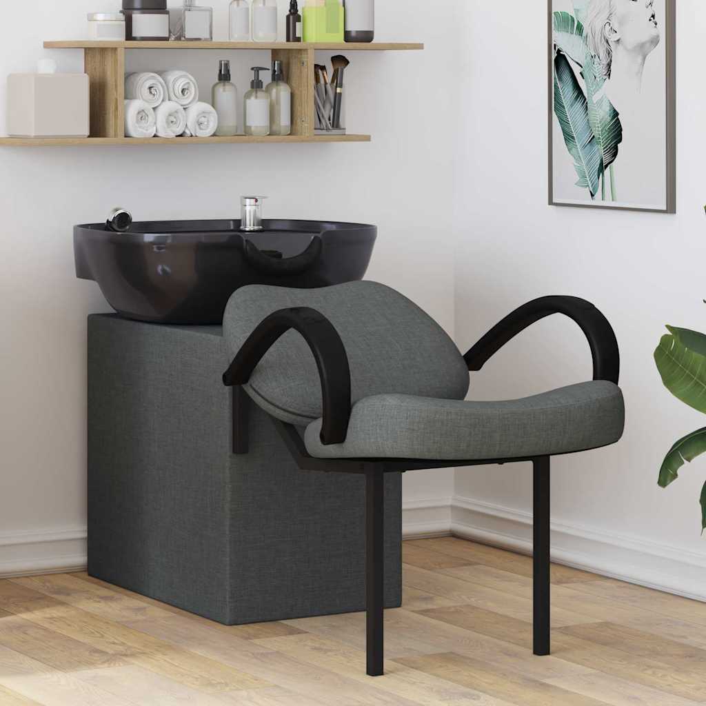 Vidaxl chaise à shampoing gris foncé et noir 63 x 141 x 92 cm tissu