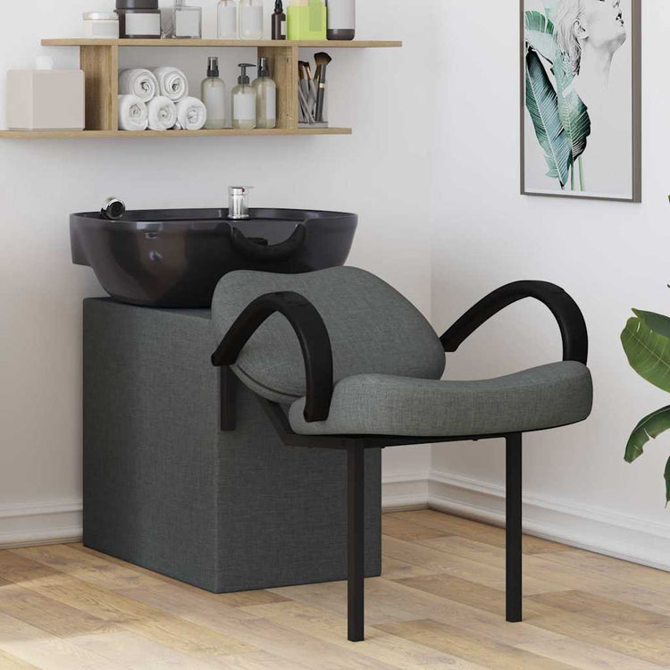 Vidaxl chaise à shampoing gris foncé et noir 63 x 141 x 92 cm tissu