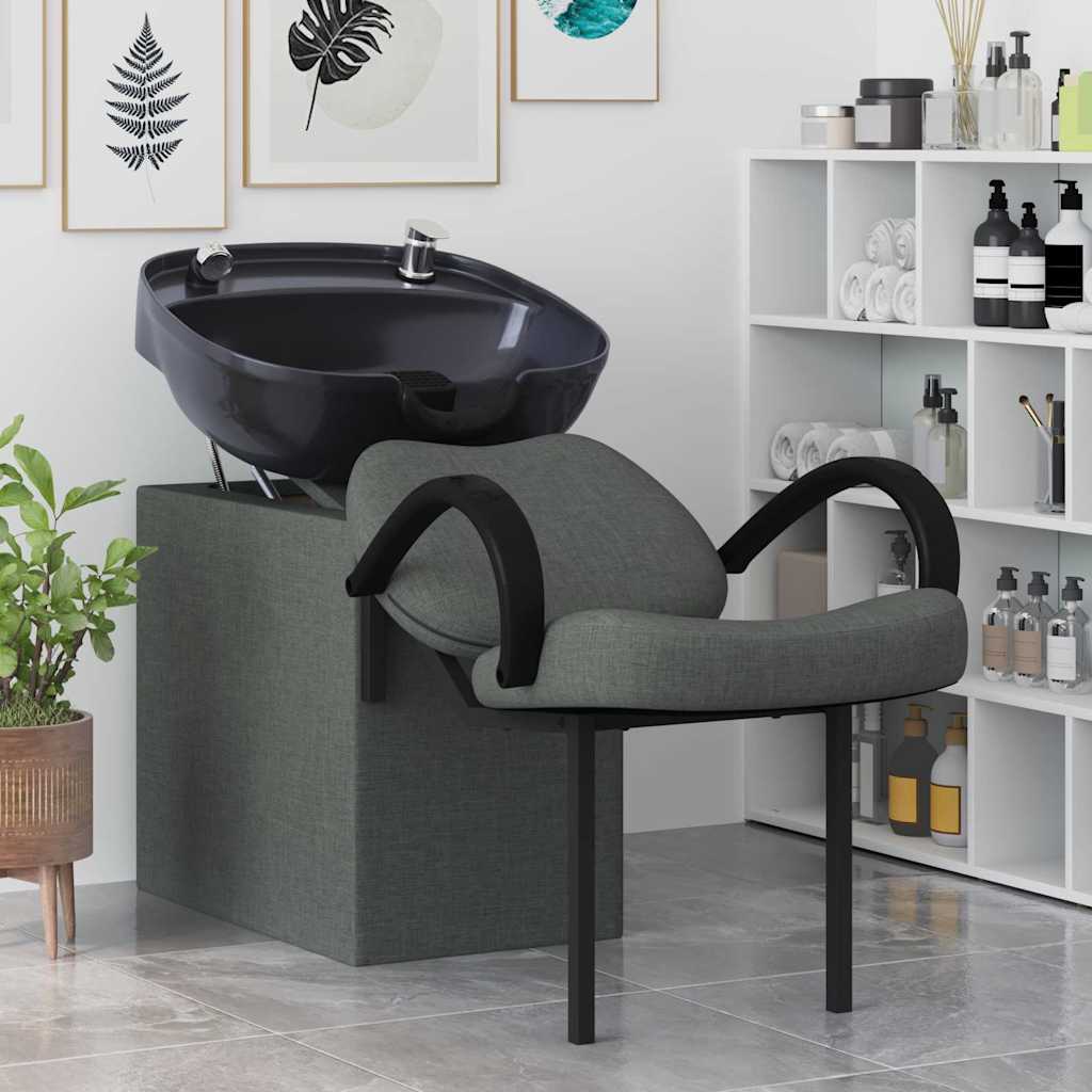 Vidaxl chaise à shampoing gris foncé et noir 63 x 141 x 92 cm tissu