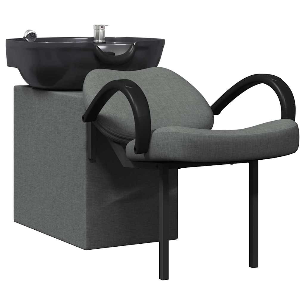 Vidaxl chaise à shampoing gris foncé et noir 63 x 141 x 92 cm tissu