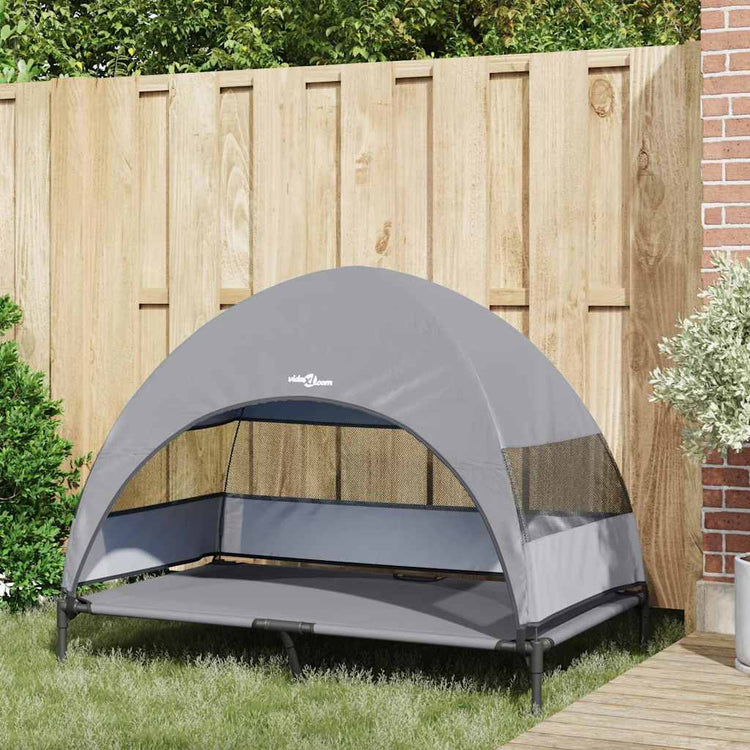 Vidaxl lit surélevé pour chien gris clair 127 x 81 x 108 cm tissu et acier