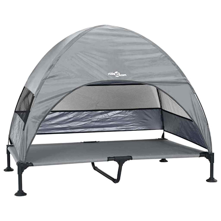 Vidaxl lit surélevé pour chien gris clair 127 x 81 x 108 cm tissu et acier