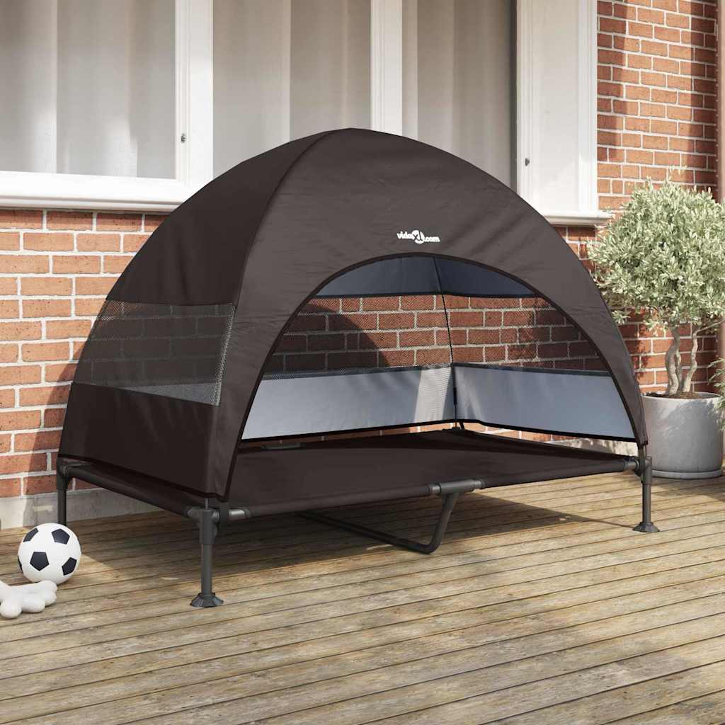 Vidaxx lit surélevé pour chien marron 127 x 81 x 108 cm tissu et acier
