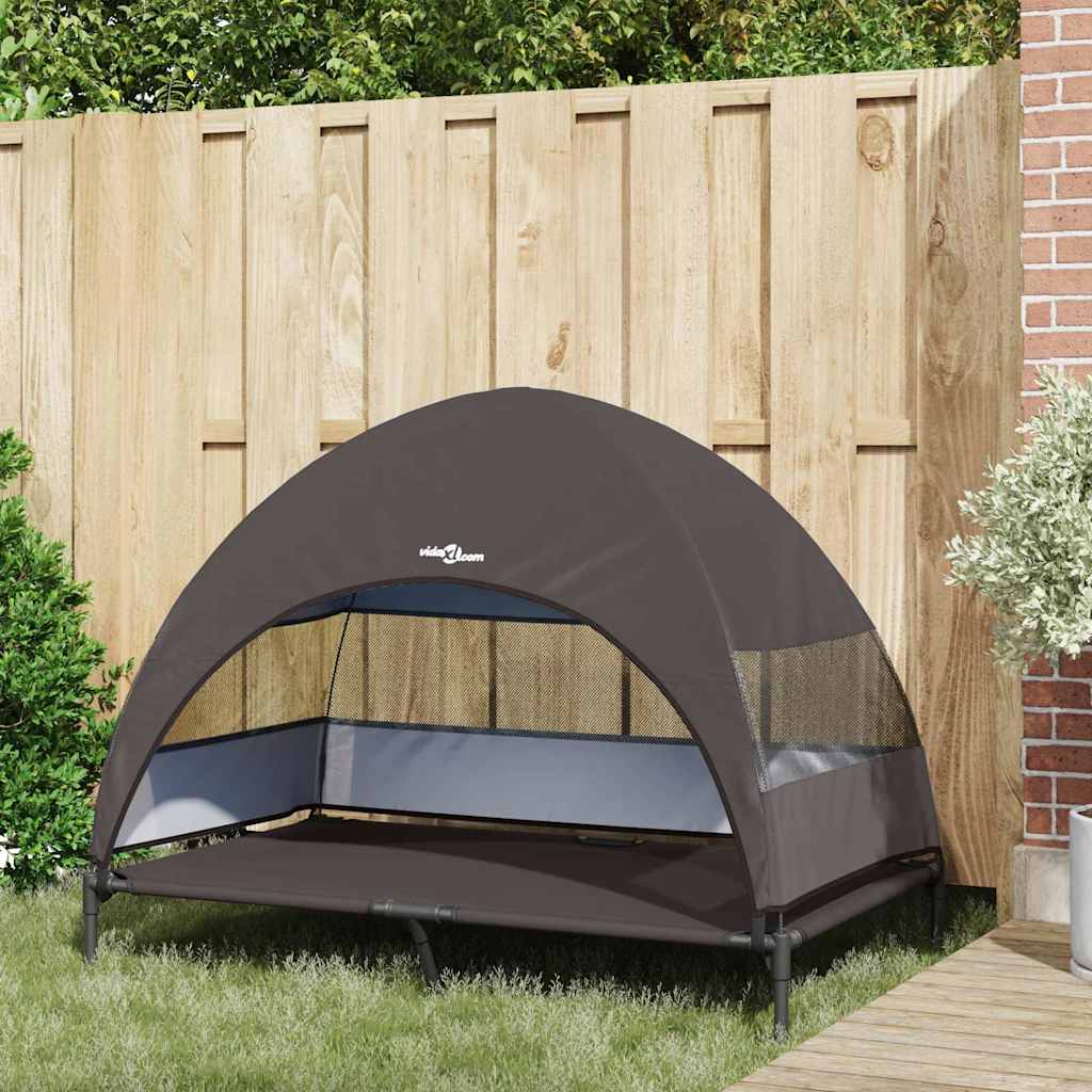 Vidaxx lit surélevé pour chien marron 127 x 81 x 108 cm tissu et acier