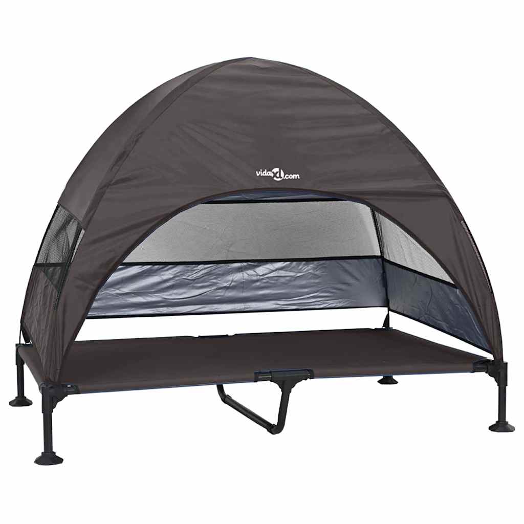 Vidaxx lit surélevé pour chien marron 127 x 81 x 108 cm tissu et acier