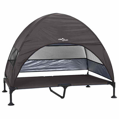 Vidaxx lit surélevé pour chien marron 127 x 81 x 108 cm tissu et acier